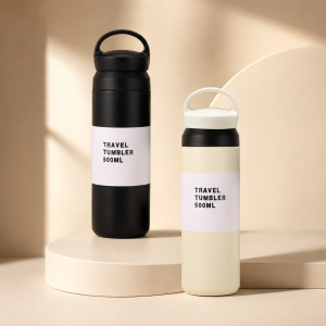Stainless Steel 500ml Handle Lid Thermo Tumbler