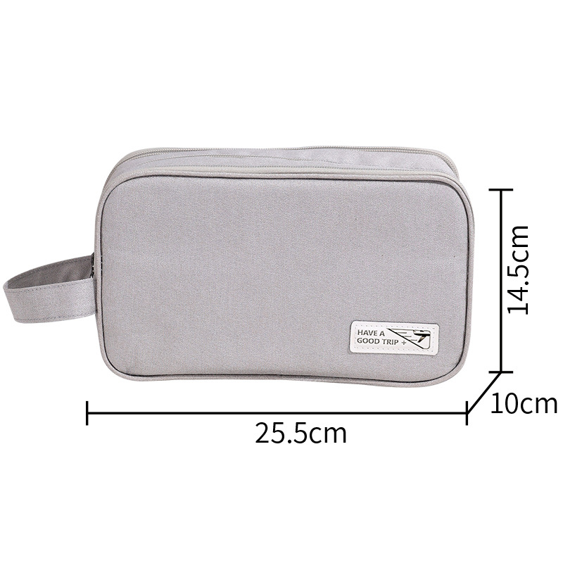 dimension of the beige 3 layers toiletry bag with custom laser printing in Malaysia