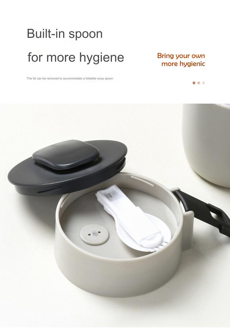 Food storage container lid with a foldable spoon for hygienic and convenient meal storage