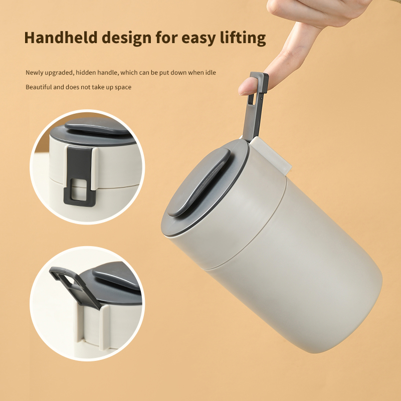 High quality stainless steel food storage container with hidden foldable handle built for easy lifting