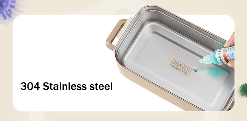 304 stainless steel custom lunch box interior with durable food grade material for safe and long lasting meal storage