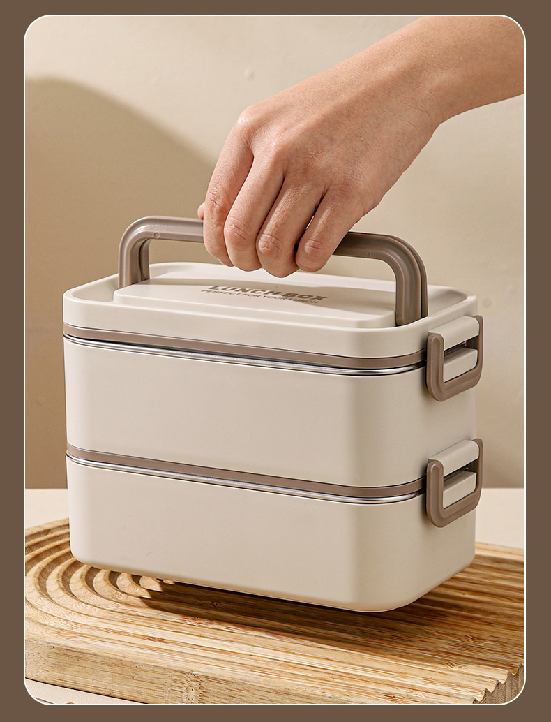 Custom lunch box food storage container with a sturdy portable handle that is designed for easy carrying