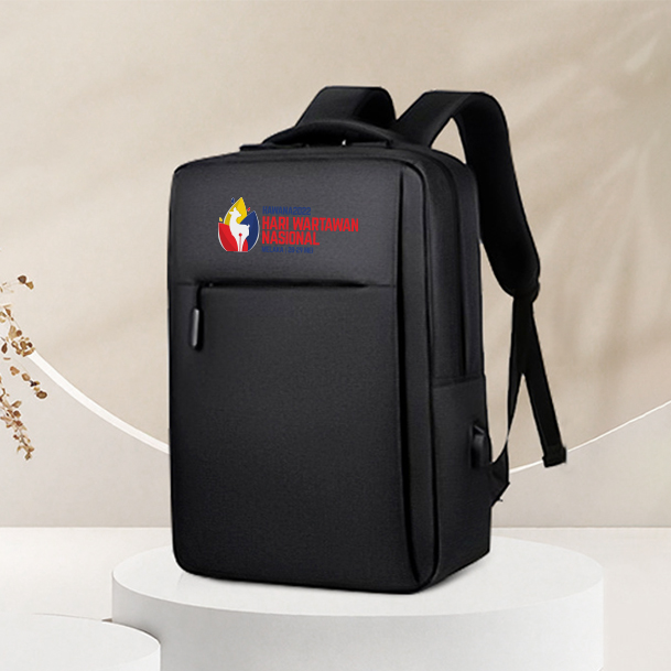 laptop backpack bag in black with custom embroidery logo