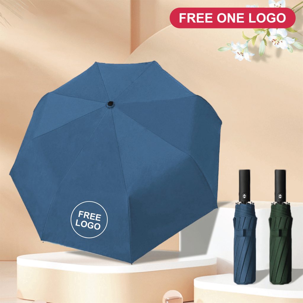 blue premium gift umbrella that is flexible to store in compact size