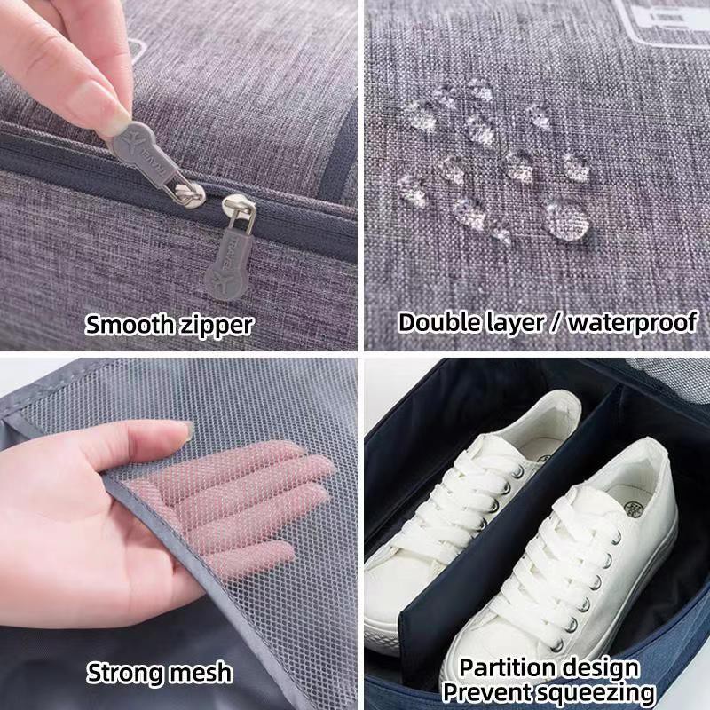 features demo for this travel organizer shoe bags with custom laser engraving