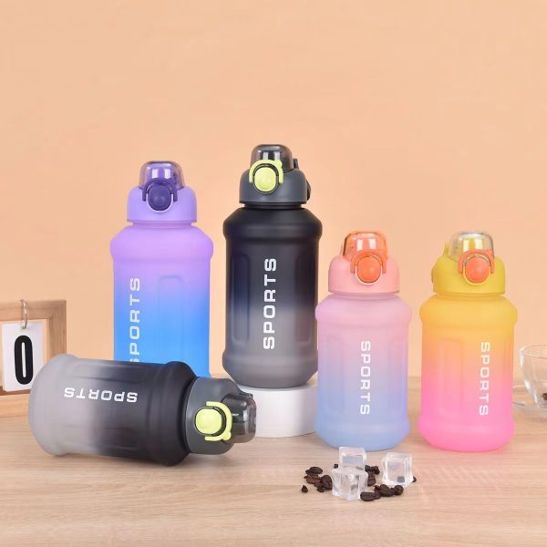 4 colors of custom tumble or sports water bottle with ice and coffee