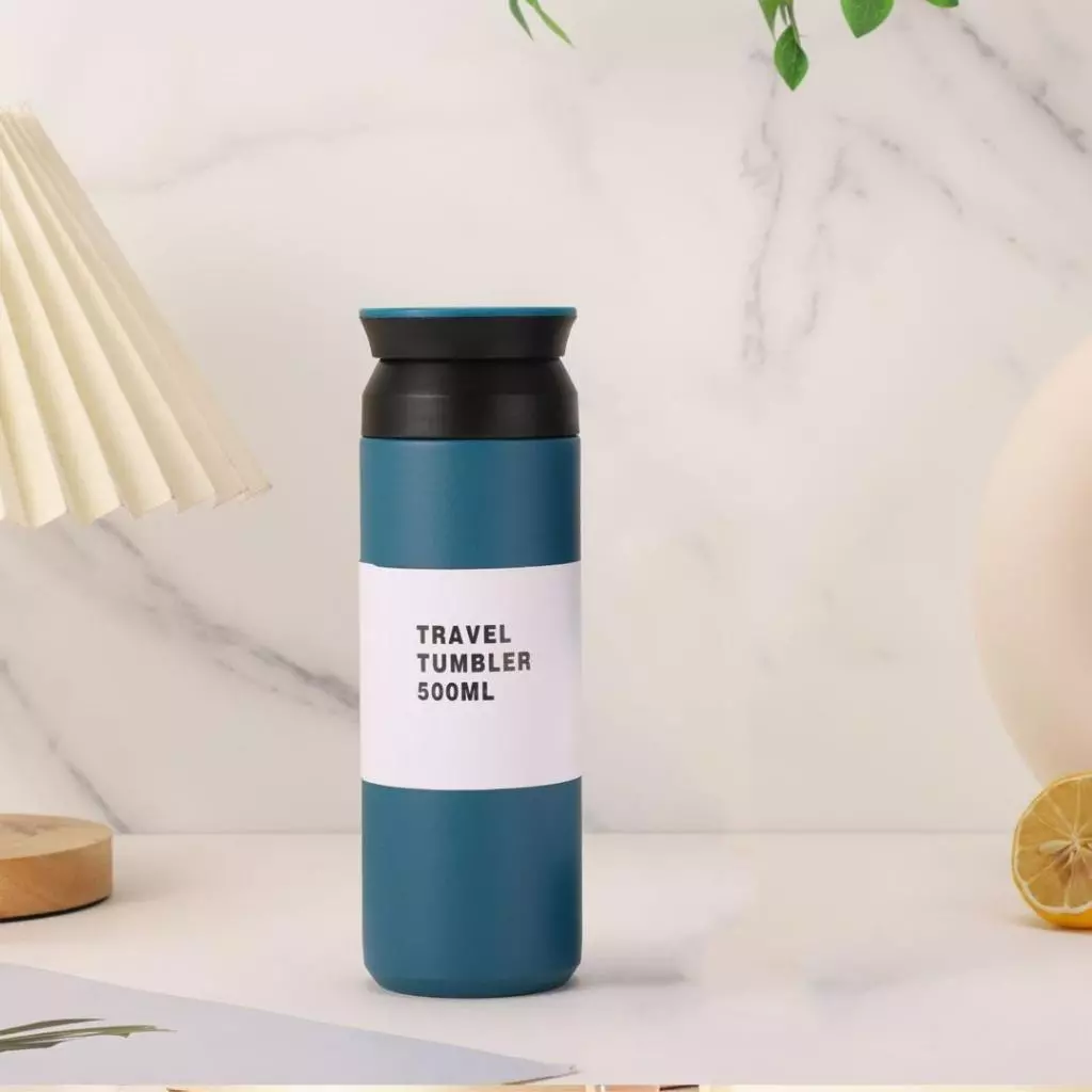 blue custom vacuum flask or travel tumbler in 500ml