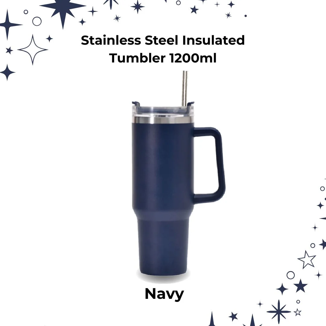 navy blue custom tumbler with laser engraving service